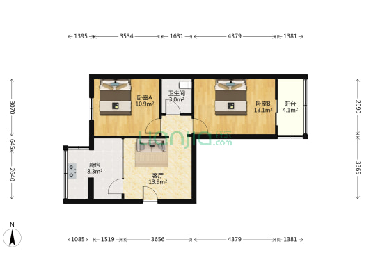 东仓门小区 2室1厅1卫 70平方