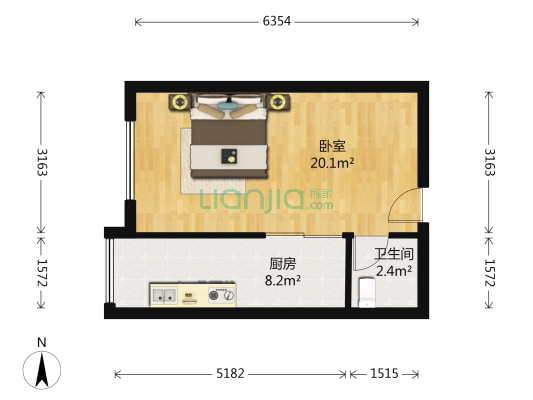 宗辰阳光 1室0厅1卫 45平方