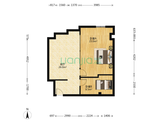 美景华联大厦 2室1厅0卫 67平方
