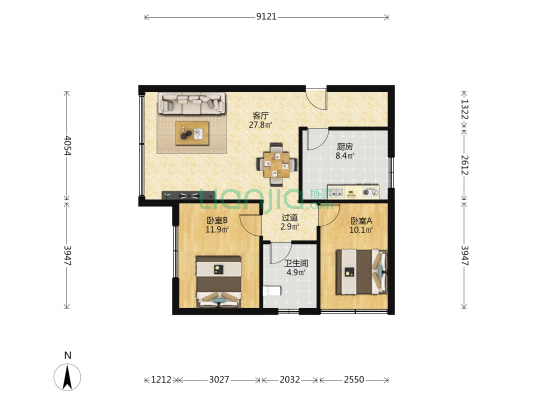 白云南路6号 2室1厅1卫 82平方