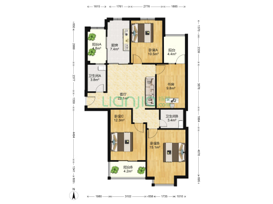锦旭家园 4室1厅2卫 130平方