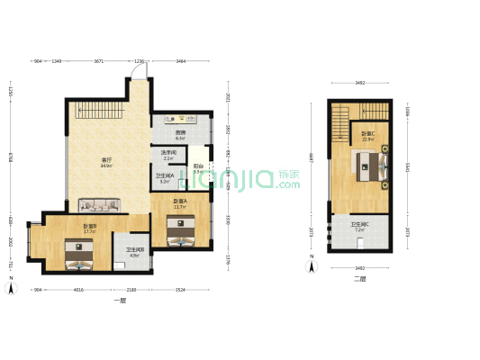 华府1918 3室1厅4卫 143平方