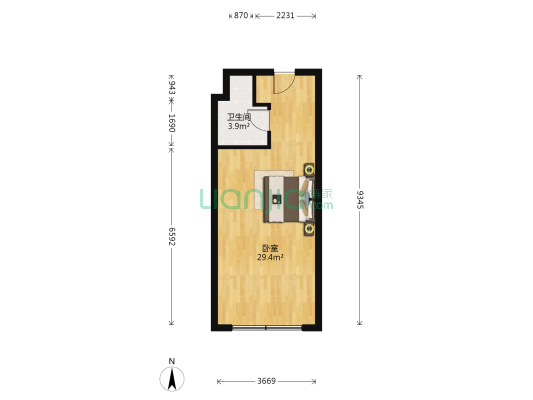 科贸时代公寓 1室0厅1卫 53平方