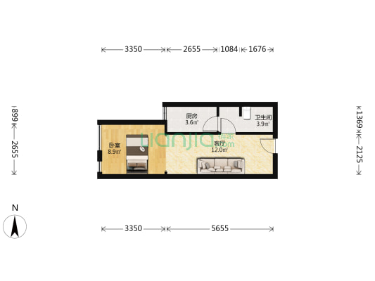 浣花长乐坊 1室1厅1卫 45平方