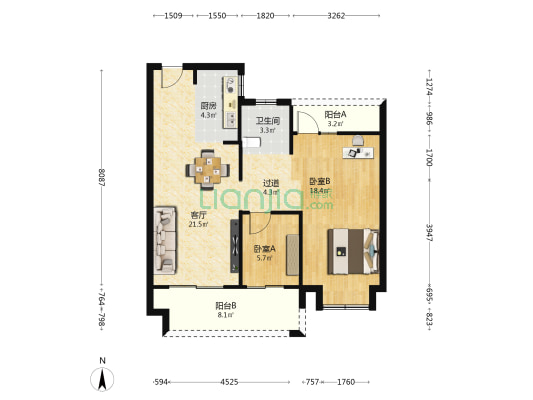 香湾苑 2室1厅1卫 92平方
