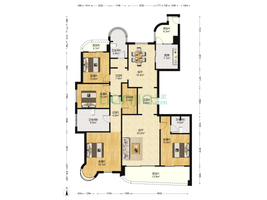 东方一号 4室2厅3卫 208平方