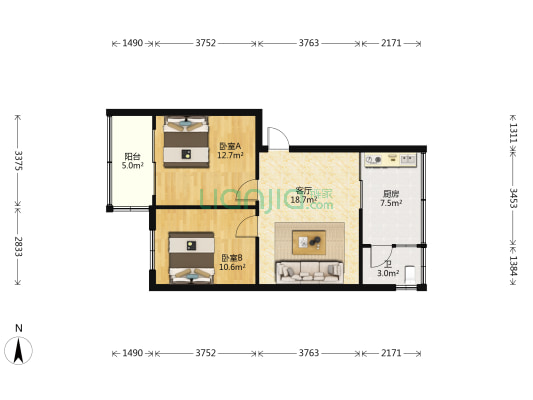 石油小区 2室1厅1卫 65平方