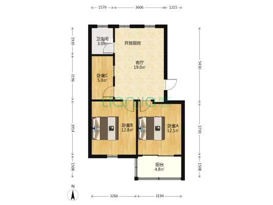 福星楼 3室1厅1卫 67平方