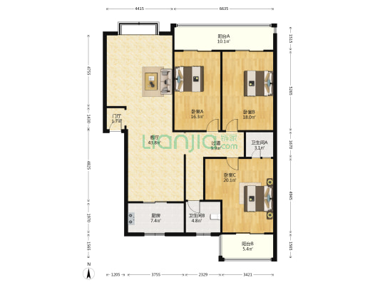 同心路53号 3室1厅2卫 161平方