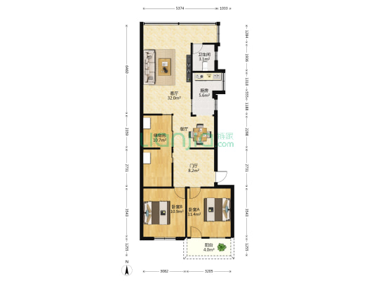 港航中心宿舍区 2室1厅1卫 56平方