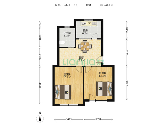幸福第二公寓 2室1厅1卫 65平方