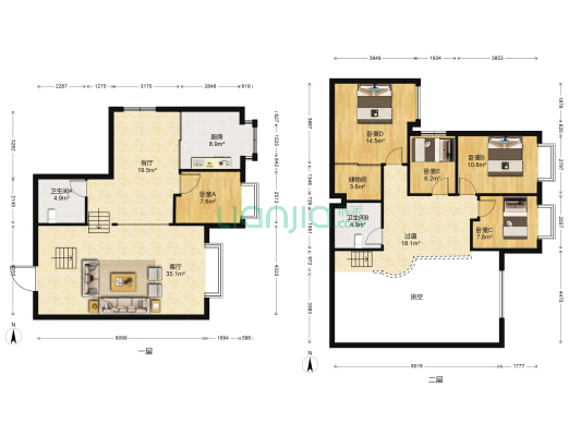 阳光100 5室2厅2卫 170平方