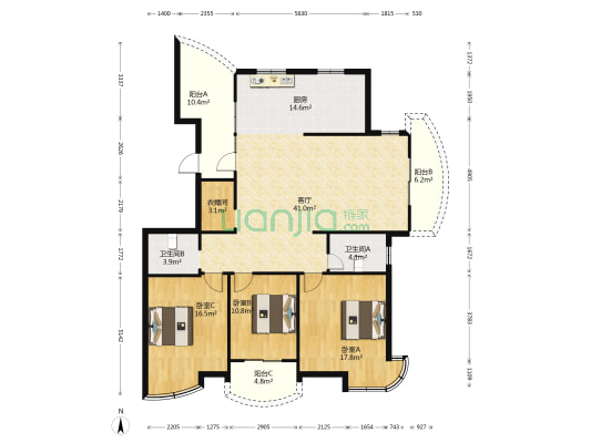 枫林华庭 3室1厅2卫 154平方
