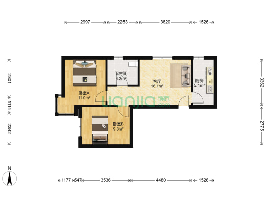 维华商业广场 2室1厅1卫 66平方
