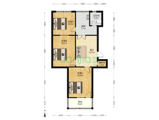 福师公寓 3室1厅1卫 78平方