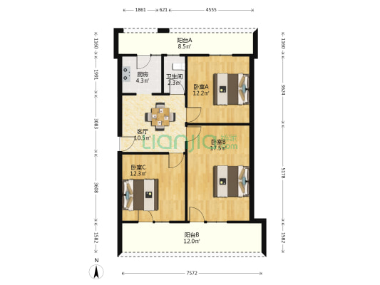 安阁弄 3室1厅1卫 87平方