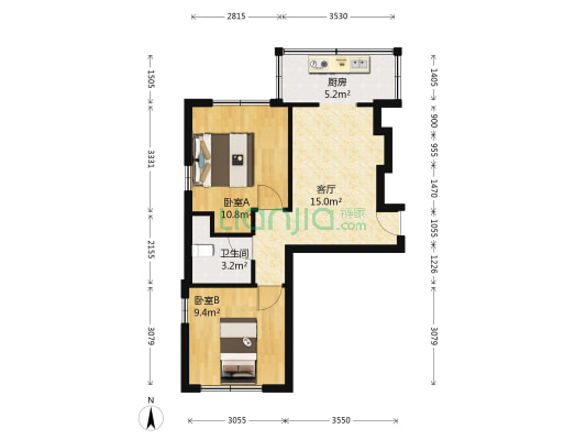 六经街54号 2室1厅1卫 55平方