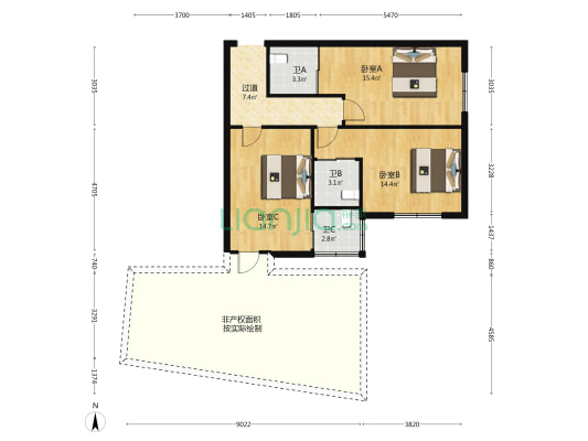 宝兴路 3室0厅3卫 70平方