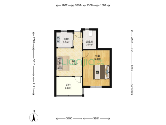 中原新村 1室1厅1卫 50平方