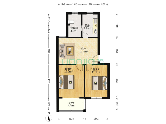 上飞新村 2室1厅1卫 67平方