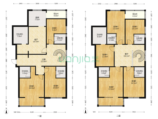 金座公寓(尖草坪区) 8室2厅9卫 287平方