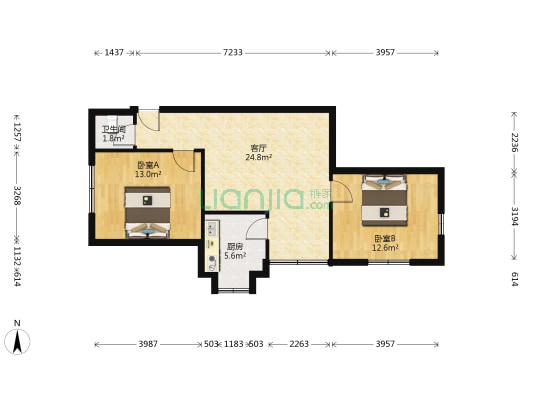 乐园巷环卫家属院 2室1厅1卫 67平方