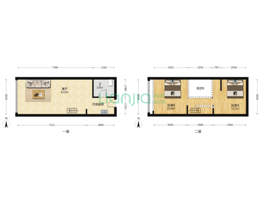 鼎创财富中心 2室1厅1卫 56平方