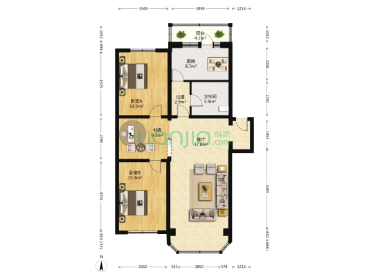 三宝社区 3室1厅1卫 123平方