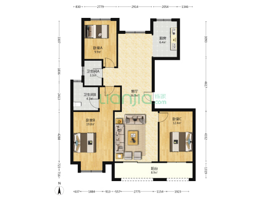 星科印象 3室1厅2卫 130平方