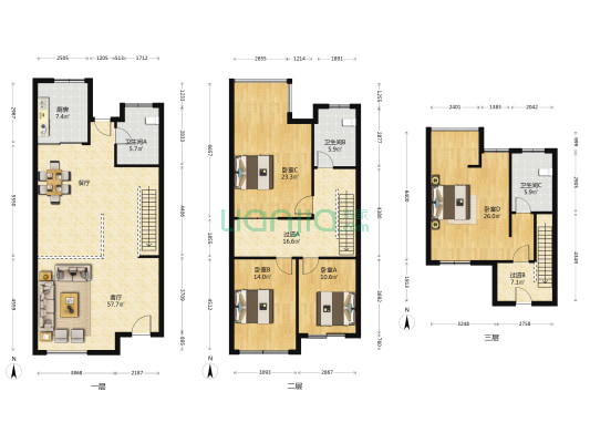 清风别墅 4室1厅3卫 196平方