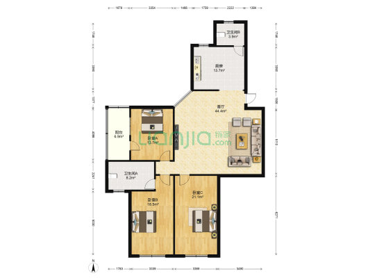 中山西路162号 3室1厅2卫 139平方