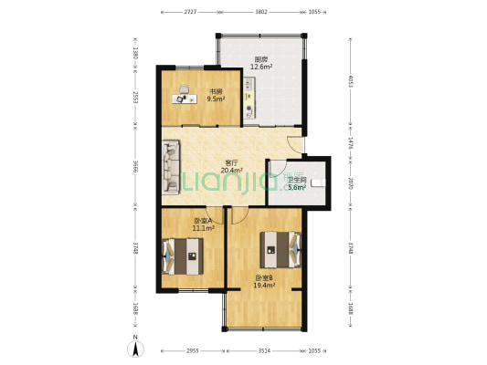 中兴社区 3室1厅1卫 86平方
