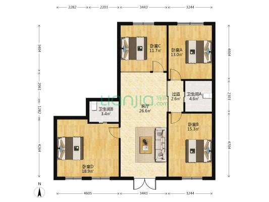太平新村 4室1厅2卫 120平方