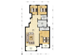 双语，自主标准装修，一梯两户，通透三居双卫，带车位-涿州学府澜湾二期户型图