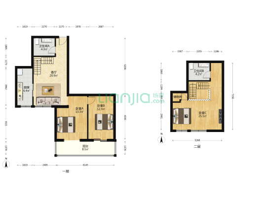恩济庄97号院 3室1厅2卫 134平方