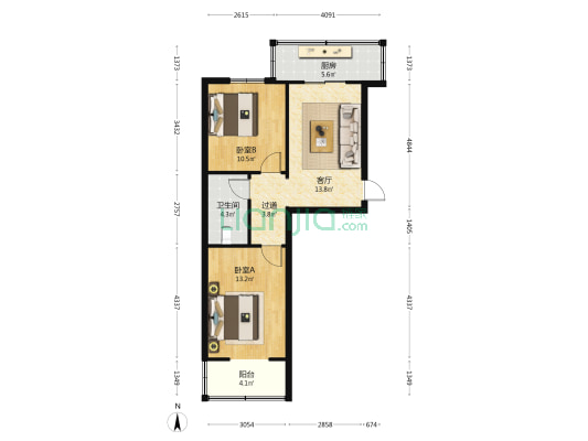 龙首东北小区 2室1厅1卫 68平方