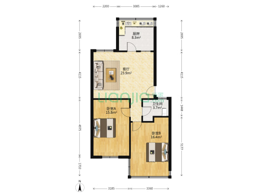 卉苑小区 2室1厅1卫 84平方