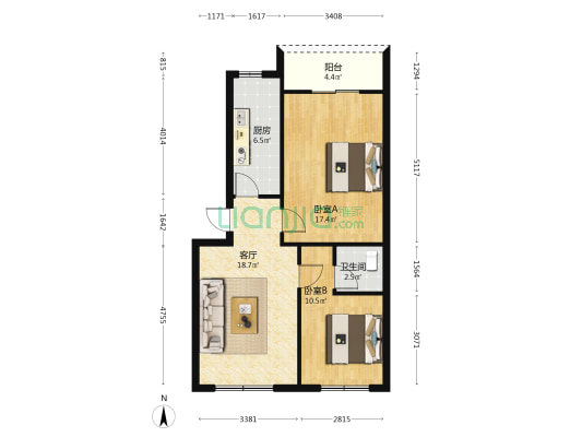 西苑小区 2室1厅1卫 74平方