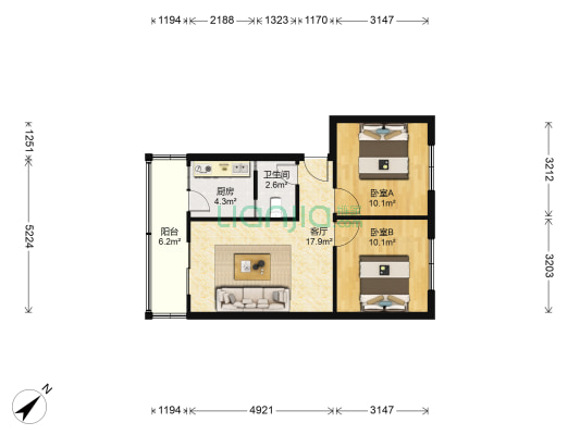 新村小区 2室1厅1卫 65平方