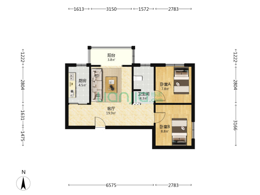 华润琨瑜府-瑜公馆 2室1厅1卫 74平方