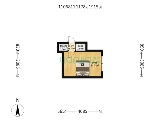 新光里 1室0厅1卫 19平方