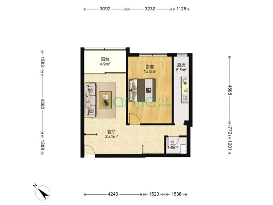 宁波小区 1室1厅1卫 59平方