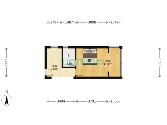 星都花园 1室0厅1卫 41平方
