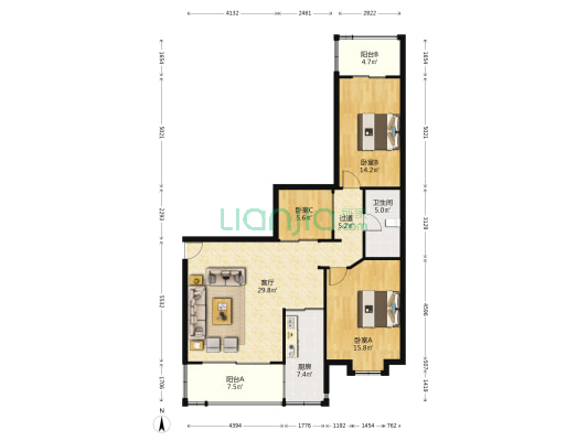 新华楼 3室1厅1卫 111平方