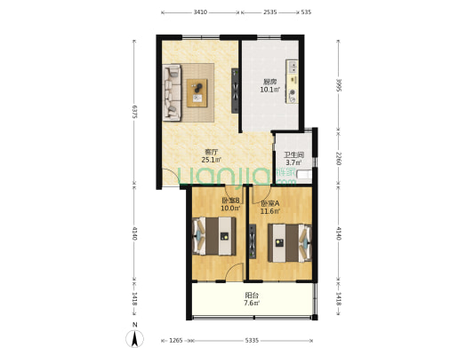庐山南大道造漆厂宿舍 2室1厅1卫 81平方