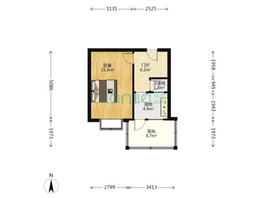 凤凰山路26号 1室0厅1卫 38平方