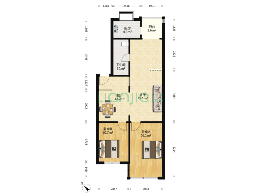解放大道248号 2室2厅1卫 92平方