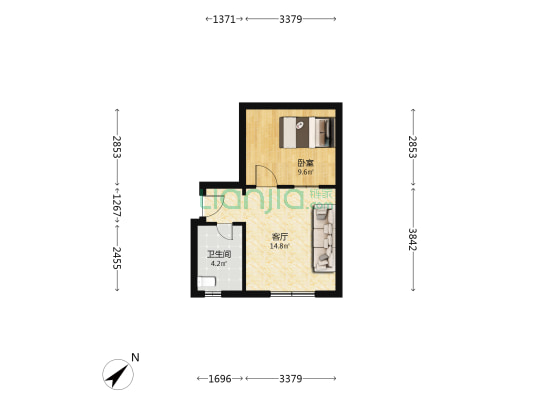 政府街蔬菜公司综合楼 1室1厅1卫 34平方