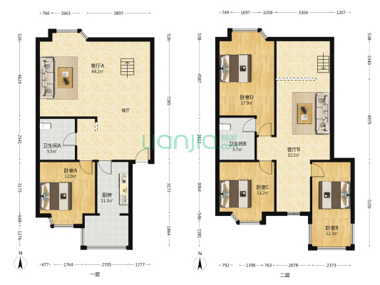 人岷小区 4室2厅2卫 171平方