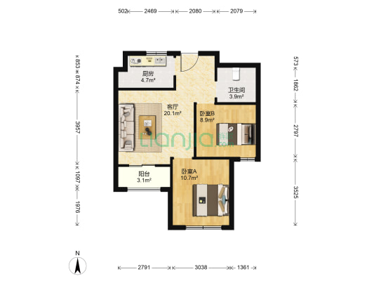 中交▪中央公元D区 2室1厅1卫 75平方